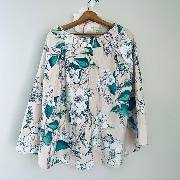 Cynthia Rowley CottonMidi Skirt Blush Pink Botanical Floral Large - Picture 5 of 5